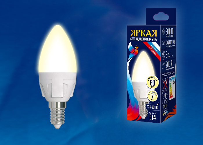 LED-C37 7W/WW/E14/FR PLP01WH Лампа светодиодная. Форма «свеча», матовая. Серия ЯРКАЯ. Теплый белый с LED-C37 7W/WW/E14/FR PLP01WH Лампа светодиодная. Форма «свеча», матовая. Серия ЯРКАЯ. Теплый белый с