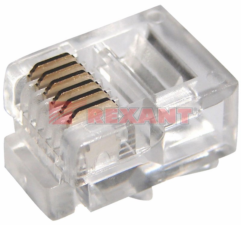 Разъем телефонный UTP, RJ-12 (6P6C), CAT 3 REXANT Разъем телефонный UTP, RJ-12 (6P6C), CAT 3 REXANT